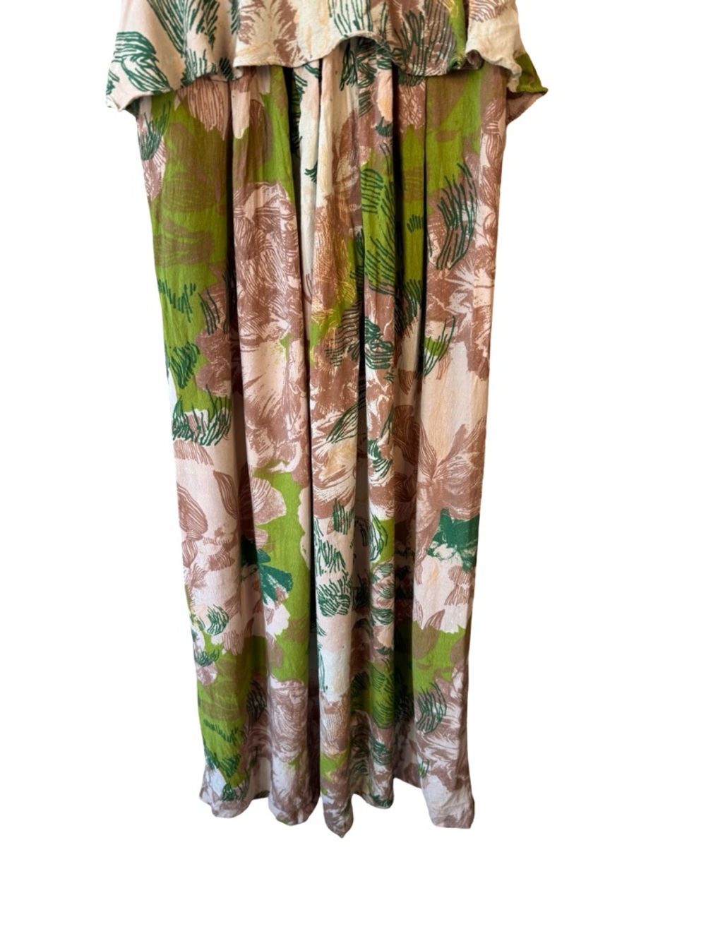 H&M Floral Maxi Dress in Green and Brown Size 2 Cottagecore Boho Flowy Summer - Picture 9 of 11